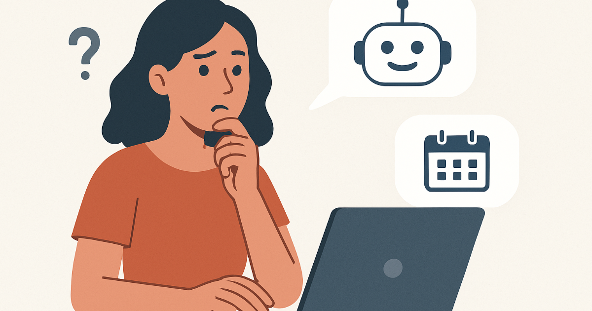 AIチャット予約で顧客満足度を高める3つのコツの解説イラスト（テーマ: チャットボット予約は本当に使いやすいのか）