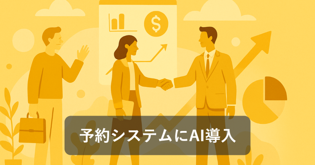 予約システムにAIを導入すると何が変わるか 予約システムにAIを導入すると何が変わるかのアイキャッチ画像(「予約システムにAI導入」の文字入り・テーマ: 予約システム AI)