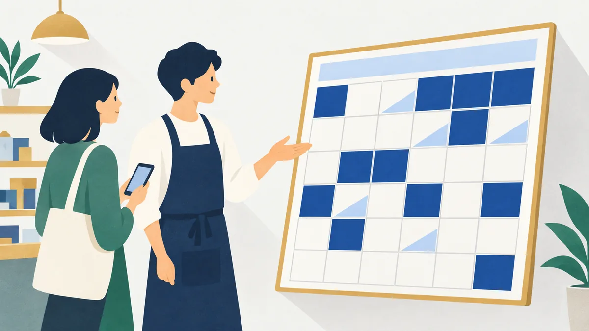 空いている日と埋まっている日が一目で分かる予約ページのイメージ